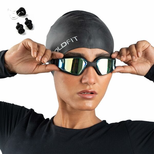 Buy Boldfit Swimming Goggles for Men & Women With Adjustable Strap, With Ear & Nose Plug - Black on EMI