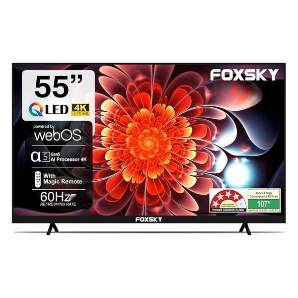 Buy Foxsky 139 cm (55 inch) 4K QLED Ultra HD Smart LED TV (WebOS) Frameless Series FS55GATV (Black) on EMI