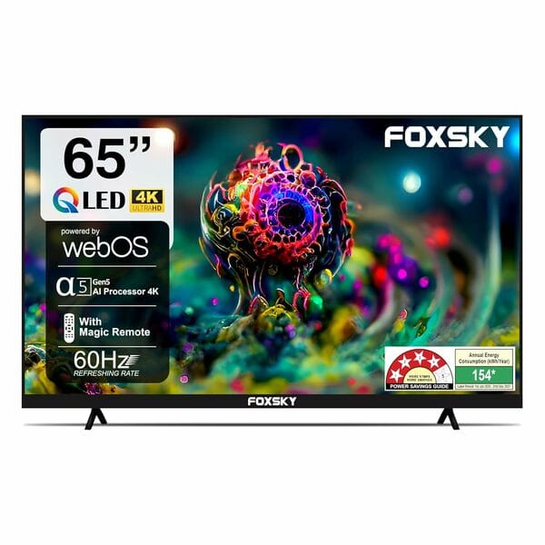 Buy Foxsky 165 cm (65 inch) Frameless Series 4K UHD QLED WebOS FS65GATV (Black) on EMI