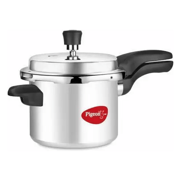 Buy Pigeon 5 Litre Deluxe Aluminium Pressure Cooker | Gas Stove Compatible | Outer Lid | Durable & Efficient Cooking – Model PIG103 on EMI