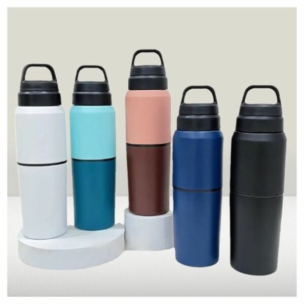 Buy AJS MultiBev 2-in-1 Stainless Steel Vacuum Insulated Bottle & Travel Cup – Leakproof Hot & Cold Flask-Blue on EMI