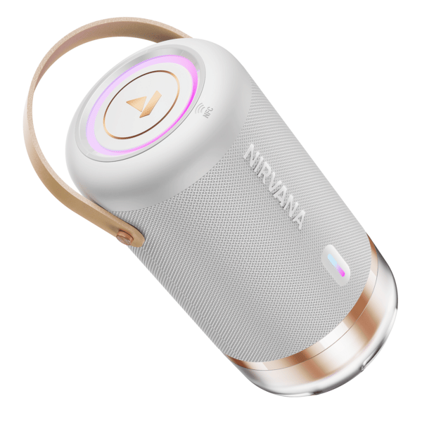 Buy boAt Nirvana Luxe Bluetooth Speaker with 100W Sound, 360° Spatial Audio & RGB LEDs (Ivory White) on EMI