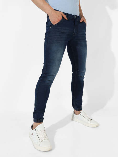 Buy Campus Sutra Cinched Hem Denim Jeans For Men ( Blue ) on EMI