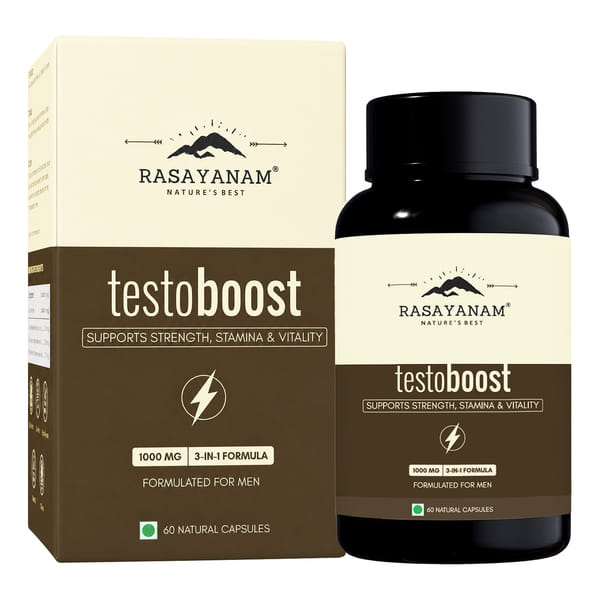 Buy Rasayanam Testoboost 500mg | Shilajit, Ashwagandha & Safed Musli | Strength & Stamina | Pack of 1 on EMI