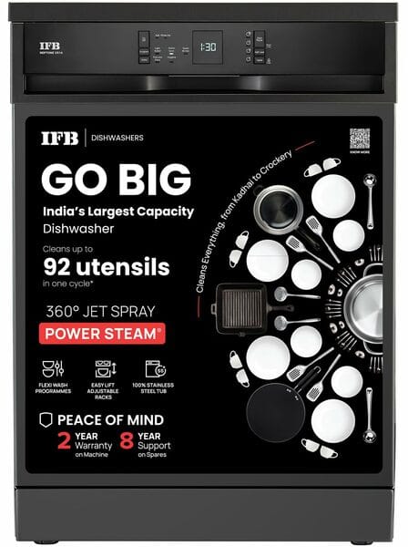 Buy IFB 14 Place Setting Dishwasher with 360° Spray Arm and 70° Hot Wash with Steam on EMI