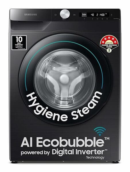Buy SAMSUNG 8 kg 5 Star Inverter Fully Automatic Front Load Washing Machine (WW80T504DAB1TL,Black Caviar) on EMI