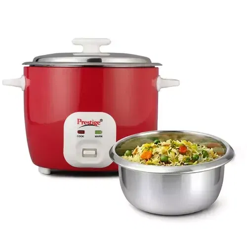 Buy Prestige Cute 1.8L Stainless Steel 700W Electric Rice Cooker | 1 Year Warranty (Red) on EMI
