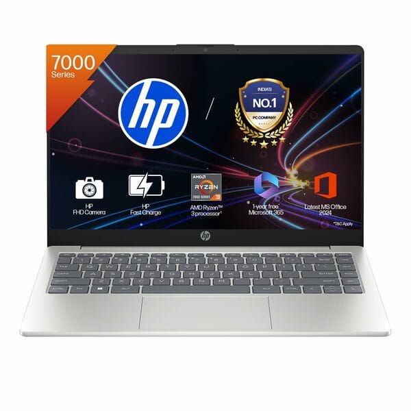 Buy HP 15, AMD Ryzen 3 7320U (8GB LPDDR5, 512GB SSD) FHD, Anti-Glare, Micro-Edge, 15.6''/39.6cm, Win11, M365 Basic(1yr)* Office24, Silver, 1.59kg, fc0500AU, FHD Camera w/Privacy Shutter Laptop on EMI