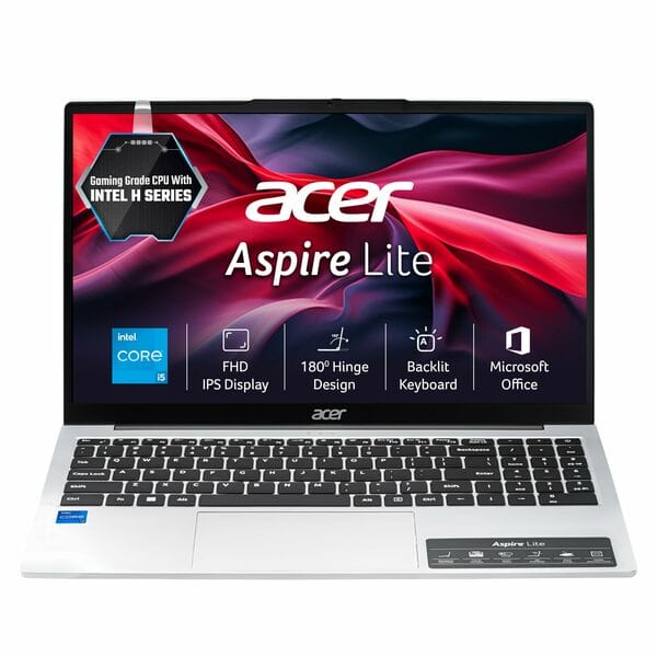 Buy acer Aspire Lite 12th Gen Intel Core i5-12450H, Office 2024 + M365 Basic, 16GB RAM/512GB SSD, 39.62cm(15.6") FHD IPS Display Win11H, Pure Silver, 1.7KG,AL15-52H, Backlit KB, Thin & Light Laptop on EMI