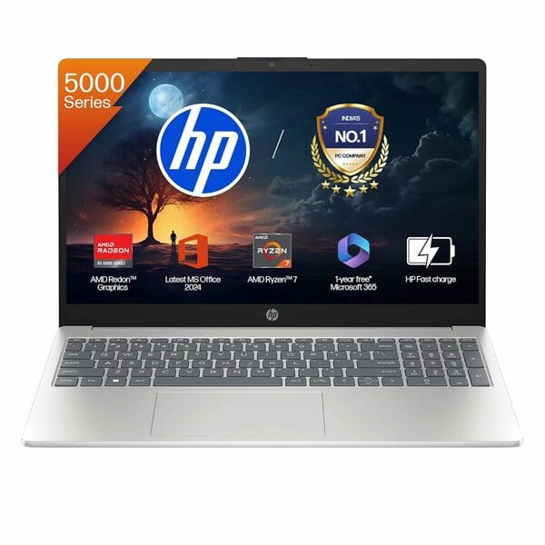 Buy HP 15, AMD Ryzen 7 5825U, 16GB DDR4, 512GB SSD, 15.6-inch(39.6cm) Anti-Glare, FHD, Radeon Graphics, Backlit KB, 1080p HD cam (Win11, M365 Basic(1yr)*,Office Home24, Silver, 1.69kg) fc0533AU on EMI