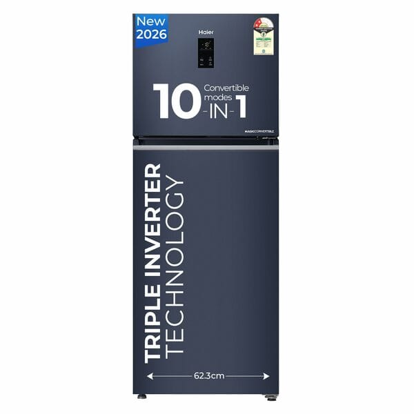 Buy Haier 328L Frost-Free Double Door 2 Star Refrigerator with Top Freezer 10 In 1 on EMI