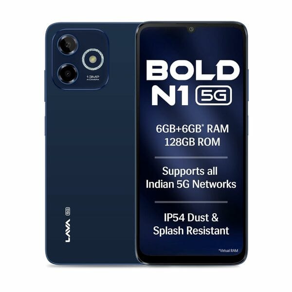 Buy Lava Bold N1 5G (Royal Blue, 6GB RAM, 128GB Storage) on EMI