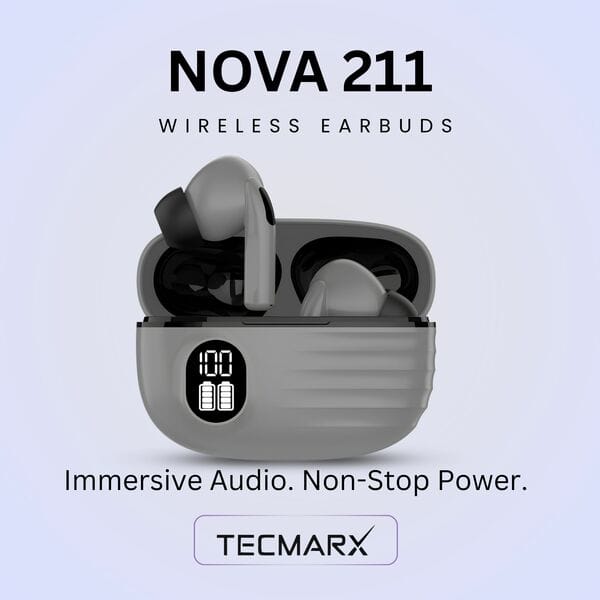 Buy Tecmarx Nova 211 Wireless Earbud With Deep Bass & Comfortable Fit | IPX Water Resistant - Grey on EMI