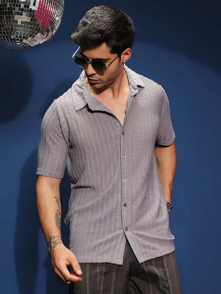 Buy Cahoot Men's Casual Blended Fabric Regular Fit Shirts Grey on EMI