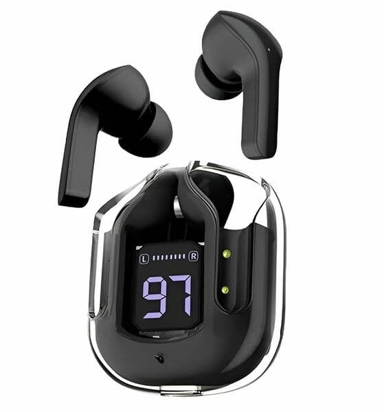 Buy KUNST Bluetooth 5.3 TWS Earbuds, Transparent Case, HD Sound, Black on EMI