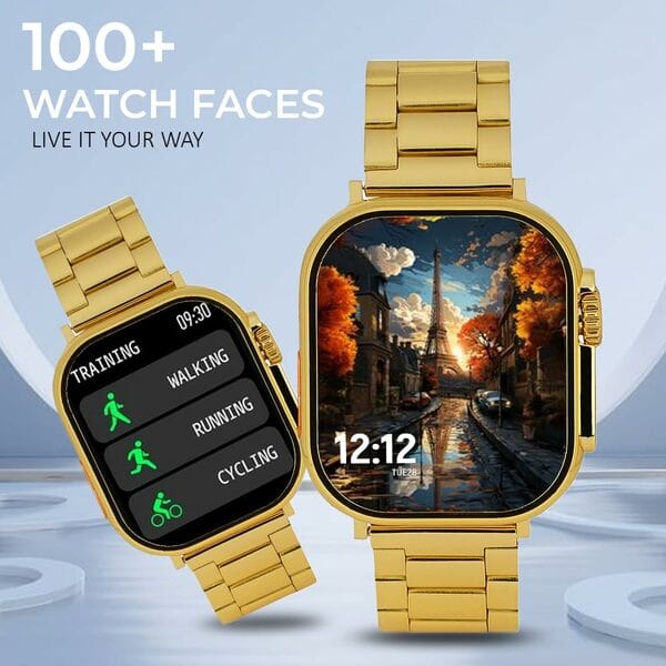 Buy KUNST Series 10 GPS + Cellular Smartwatch, Metal Chain, Gold on EMI