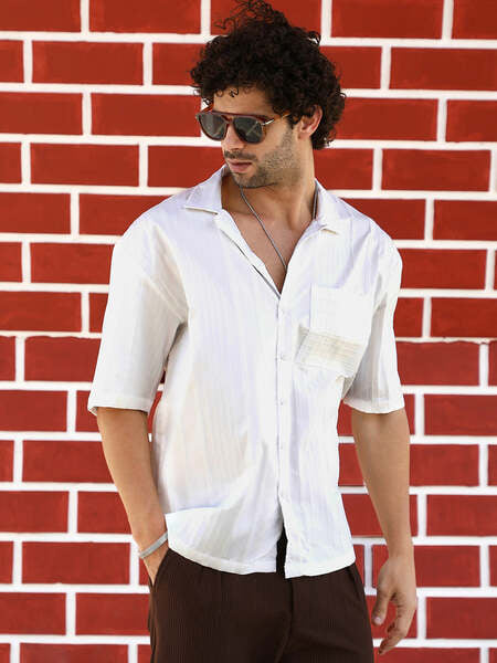 Buy Cahoot Men's Casual Man Made Fabric Regular Fit Shirts White on EMI