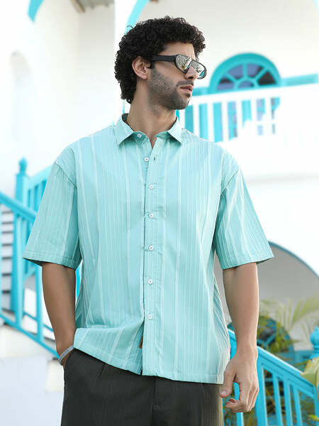 Buy Cahoot Men's Casual Man Made Fabric Regular Fit Shirts Green on EMI