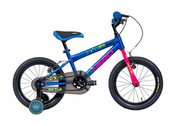 Buy Hero Pico 16T Single Speed Bicycle for Kids with Training Wheels | Blue | Rigid | V Brake | 10.5" Steel Frame on EMI