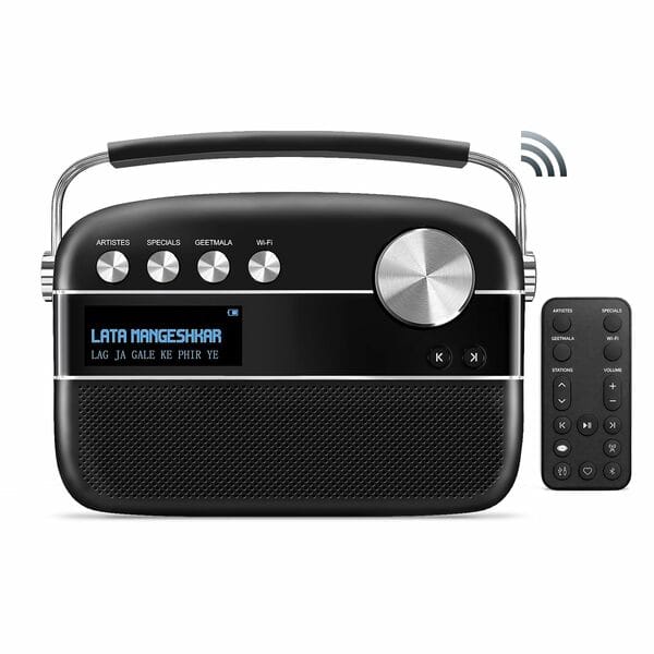Buy Saregama Carvaan 2.0 Hindi Portable Music Player 5000 Pre-Loaded Songs with Podcast, FM/BT/AUX (Classic Black) on EMI