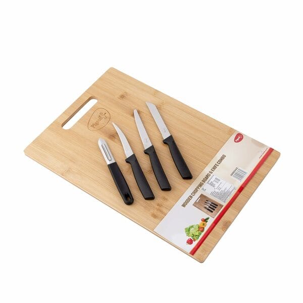 Buy Pigeon Medium Natural Bamboo Wood Chopping Cutting Board & Knife Set (28 x 20 cm)| Brown on EMI