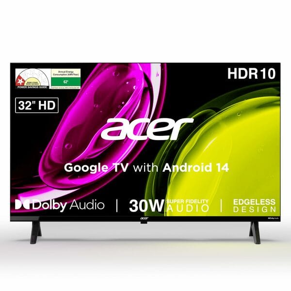 Buy Acer 80 cm (32 inches) Ultra I Series HD Smart LED Google TV AR32HDJGU2841BD (Black) on EMI