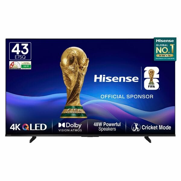 Buy Hisense 108 cm (43 Inches) 4K Ultra HD Smart QLED TV | 48W Powerful Speakers | Dolby Atmos &|43E75Q on EMI