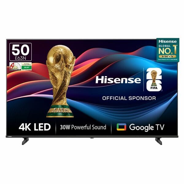 Buy Hisense 126 cm (50 Inches) 4K Ultra HD Smart LED Google TV | Dolby Atmos, HDR10, Super Bright|50E63N on EMI