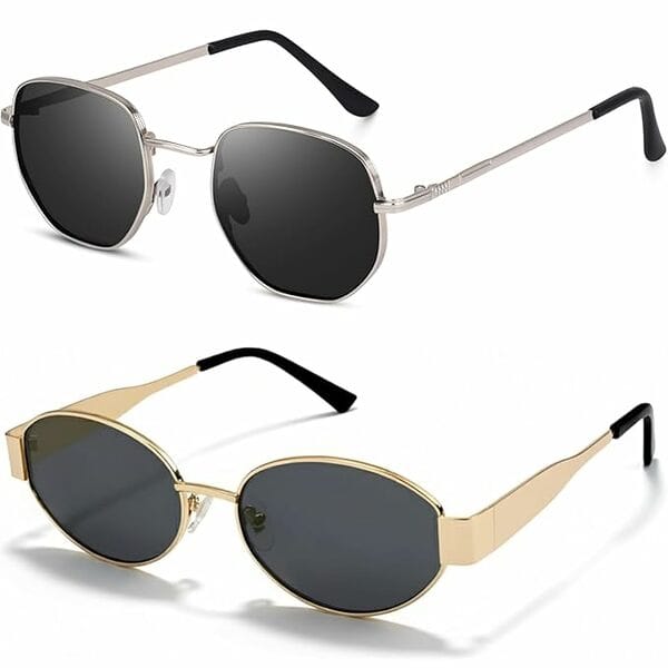 Buy Shree ashtavinayak Retro Oval & Hexagonal Sunglasses for Men and Women Combo Pack Of 2 on EMI