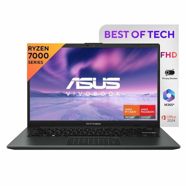 Buy ASUS Vivobook Go 14 (2025) with Office 2024 + M365 Basic* AMD Ryzen 3 Quad Core 7320U - (8 GB/512 GB SSD/Windows 11 Home) on EMI