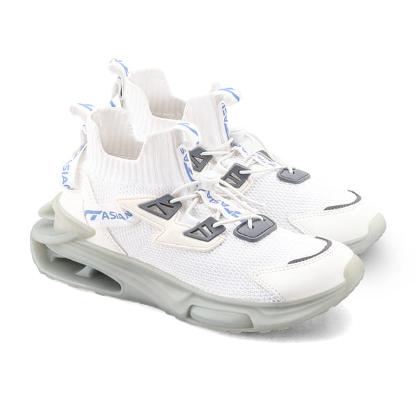 Buy Asian Basket-12 Men’s High-Top Sneaker with Hollow Sole & Knit Mesh Upper ( White Grey ) on EMI