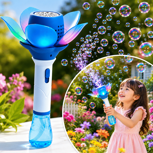 Buy ALQO Flower Automatic Bubble Wand Gun for Kids | 10 Holes LED Bubble Maker | USB Rechargeable Leak-Proof Bubble Blower Toy with Light on EMI