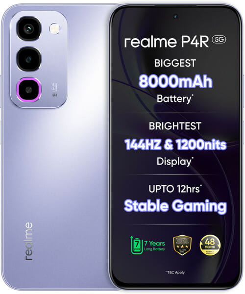 Buy Realme P4R 5G (Lavender Glare, 128 GB) (4 GB RAM) on EMI