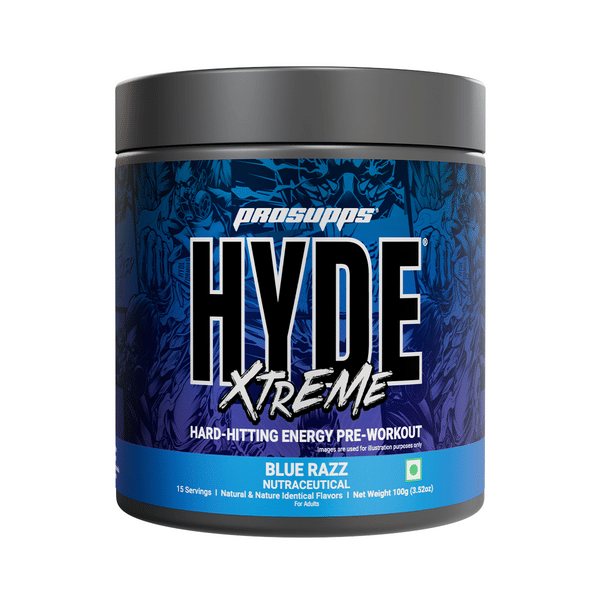 Buy Prosupps Hyde Xtreme Pre Workout | 15 servings | 100gm |Blue Razz on EMI