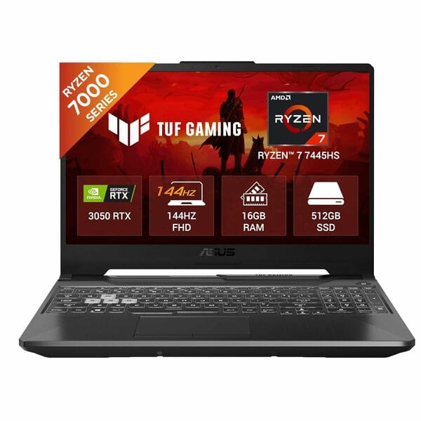 Buy ASUS TUF A15 2026 AMD Ryzen 7 7445HS,RTX 3050-4GB,75W TGP,16GB DDR5 Upgradeable Upto 64GB 512GB SSD,FHD,15.6",144Hz,RGB Keyboard,Windows 11,Graphite Black,2.3 Kg FA506NCG-HN199W, Gaming Laptop on EMI
