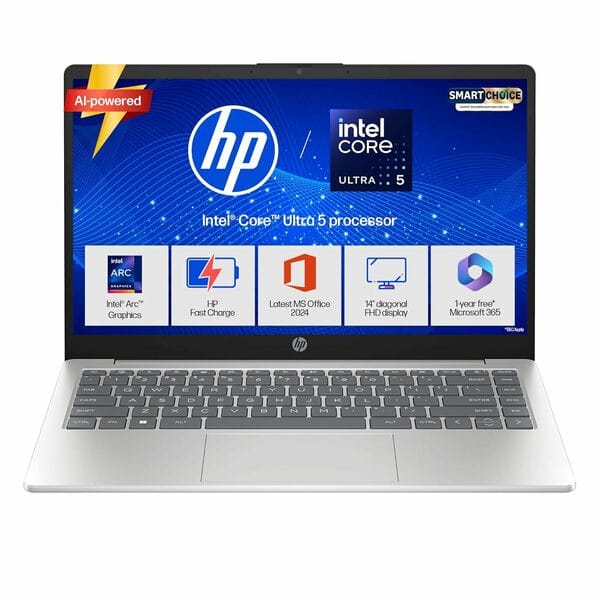 Buy HP 14 Intel Core Ultra 5 125H 12 TOPS, 24GB DDR5 1TB SSD, Anti-Glare, FHD, 14''/35.6cm,Win11, M365*Office24, Silver, 1.4kg, ep1180tu, FHD Camera w/Shutter, Backlit AI Laptop on EMI
