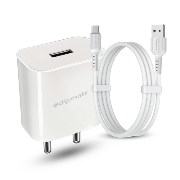 Buy Digimate 15W Single USB Port Charger With Type-C Cable, Fast Charging Universal Compatibility (DG-ADP-1007) on EMI