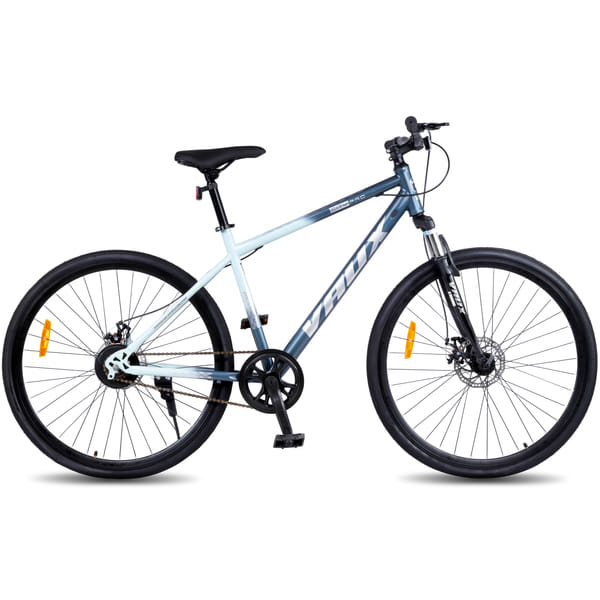 Buy Vaux City-Pro 700C Hybrid Cycle for Men With Suspension Fork & Dual Disc Brakes, 19 Inch HI-Ten Steel Frame,City Bike(Nardo-Grey, Single Speed, Suspension Fork) on EMI