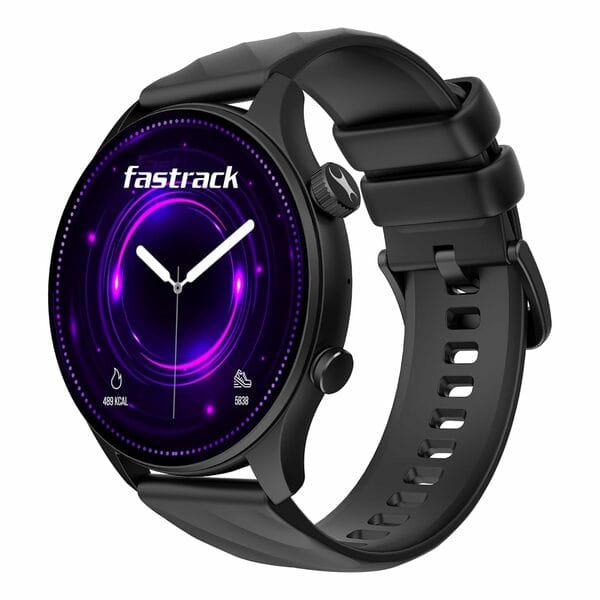 Buy Fastrack Vivid Pro Smart Watch|1.43" AMOLED Display with 466 x 466 Pixel Resolution | Functional Crown| SingleSync BT Calling|100+ Sports Modes & Watchfaces|AI Voice Assistant|in-Built Games - Black on EMI