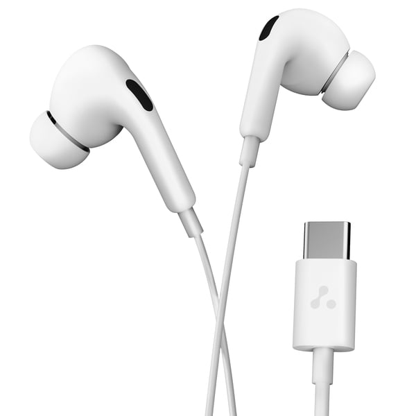 Buy Ambrane Type C Wired Earphones with inbuilt Mic, 1.2m Long Cable, 10mm Drivers, Strong Bass (White) on EMI