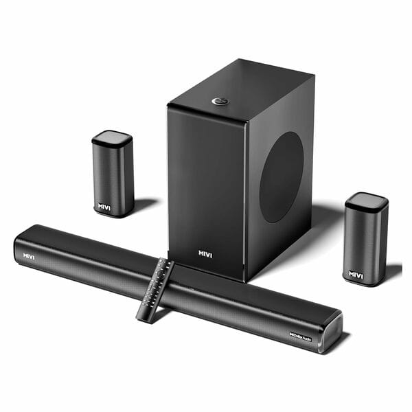 Buy Mivi Nex 800 Dolby Audio Soundbar | 800W Signature Sound | 5.1 Channel Surround Sound Home Theatre with Wired Subwoofer & Satellites| Nex SurroundSphere Tech| Bluetooth v5.3 on EMI