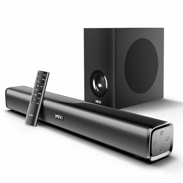 Buy Mivi Nex 200 Soundbar, 200 Watts, 2.1 Channel System with Sound bar and Subwoofer, Nex PowerStage Audio, Multiple Input Modes, Made in India on EMI