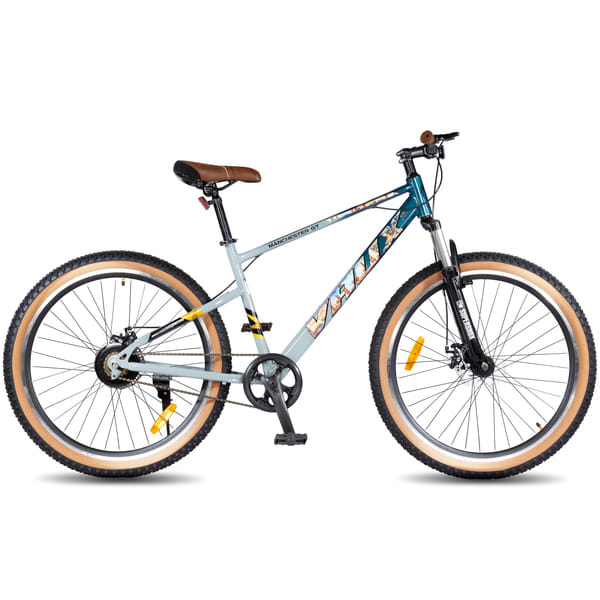 Buy Vaux Manchester GT 27.5T MTB Cycle for Men & Women, 18" Steel Frame with Internal Cable Routing, Double Wall Alloy Rims, 27.5 x 2.40 Nylon Tyres (Blue) on EMI
