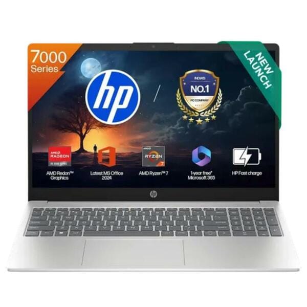 Buy HP 2026 15-fc0837AU | Ryzen 7 7730U | 16 GB | 512 GB SSD | Radeon Graphics | 15.6" FHD | Win 11 | Natural Silver on EMI
