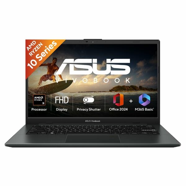 Buy ASUS Vivobook Go 14 (2026),AMD Ryzen 3 30 Processor,AMD Radeon iGPU,8GB RAM,512GB SSD,FHD,14" (35.5 cm),Windows 11,M365 Basic(1Y)* Office 2024,Mixed Black,1.38 Kg,E1404FA-EB1414WS,Thin & Light Laptop on EMI