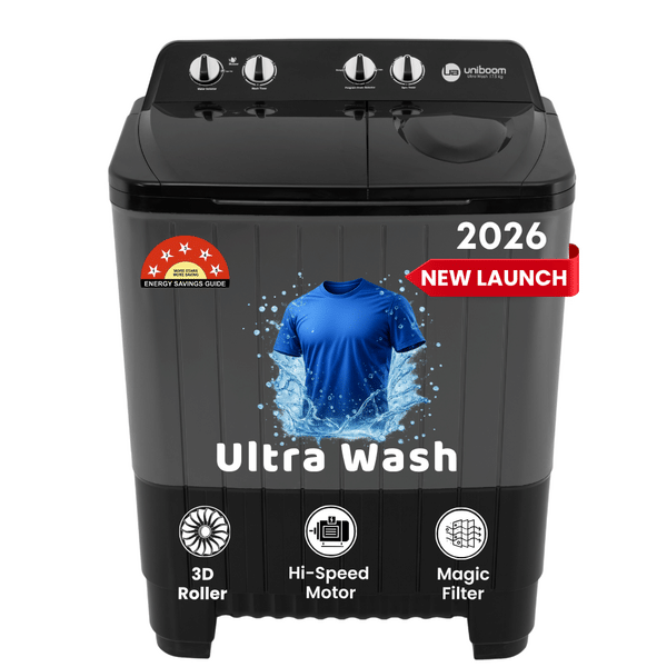 Buy Uniboom 7.5 kg Semi Automatic Top Load Washing Machine | Jet Dryer | Magic Filter | Buzzer | Wheels |Grey Black on EMI