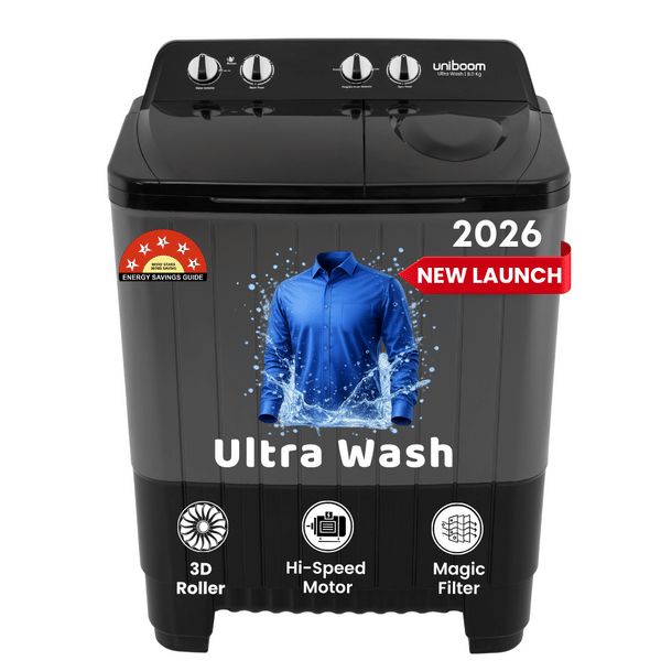 Buy Uniboom 8 kg Semi Automatic Top Load Washing Machine | Jet Dryer | Magic Filter | Buzzer | Wheels | Grey Black on EMI