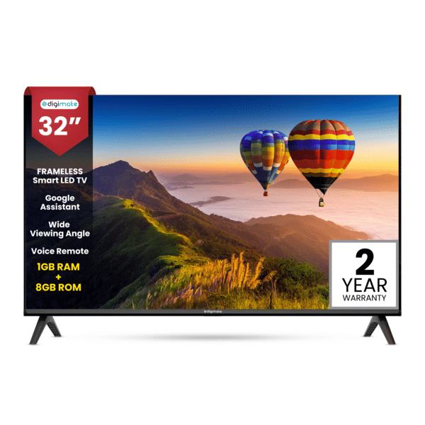 Buy Digimate 32-Inch Frameless HD Smart LED TV with Google Assistant Voice Remote & Dolby Audio (DG-LED-3202) on EMI