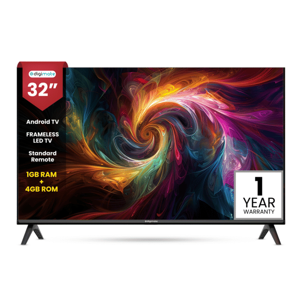 Buy Digimate 32 inches HD Ready Android TV 2025 Edition with Remote Dolby Audio (DG-LED-3201, Black) on EMI