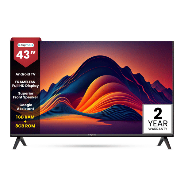 Buy Digimate 43 inches HD Ready Android TV 2025 Edition with Dolby Audio, Bluetooth + Voice Remote (DG-LED-4302, Black) on EMI